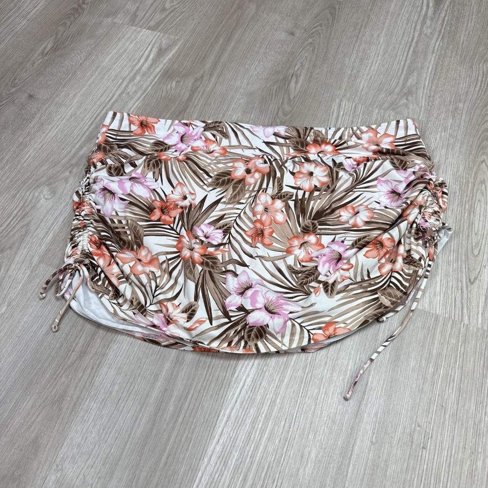 Lands End Women's Size 18 Swim Skirt Tummy Control Adjustable Tropical Floral